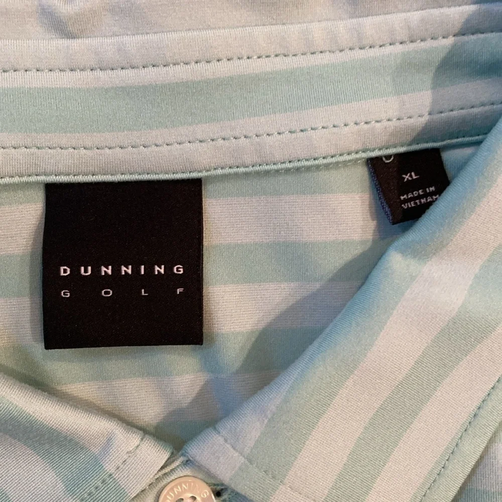 Dunning Golf Blue Striped men’s XL Polo Shirt